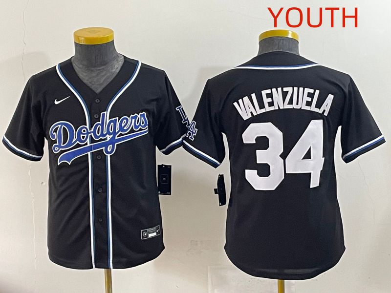 Youth 2025 Los Angeles Dodgers #34 Valenzuela Black Three generations Fashion Nike MLB Jersey style 1